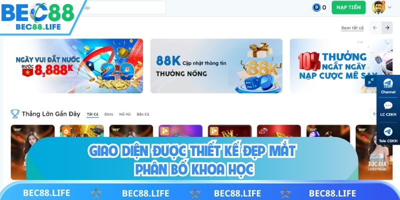 Ưu điểm tuyệt đối chỉ có tại trang chủ Bec88